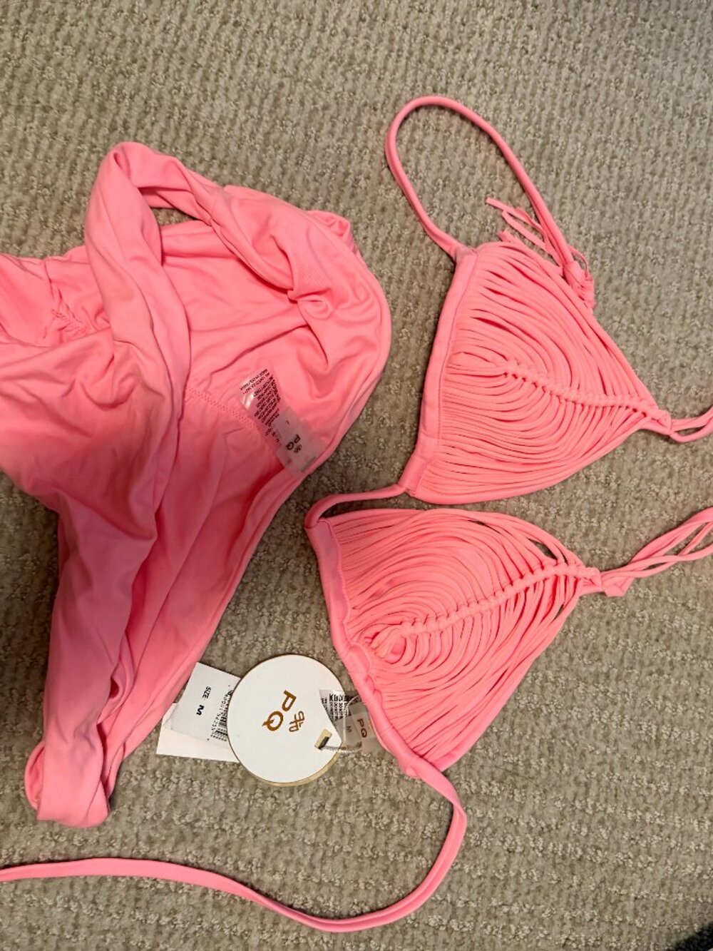 PQ Swim Isla Triangle Bikini Top Pink Size Medium NWT - Picture 2 of 3